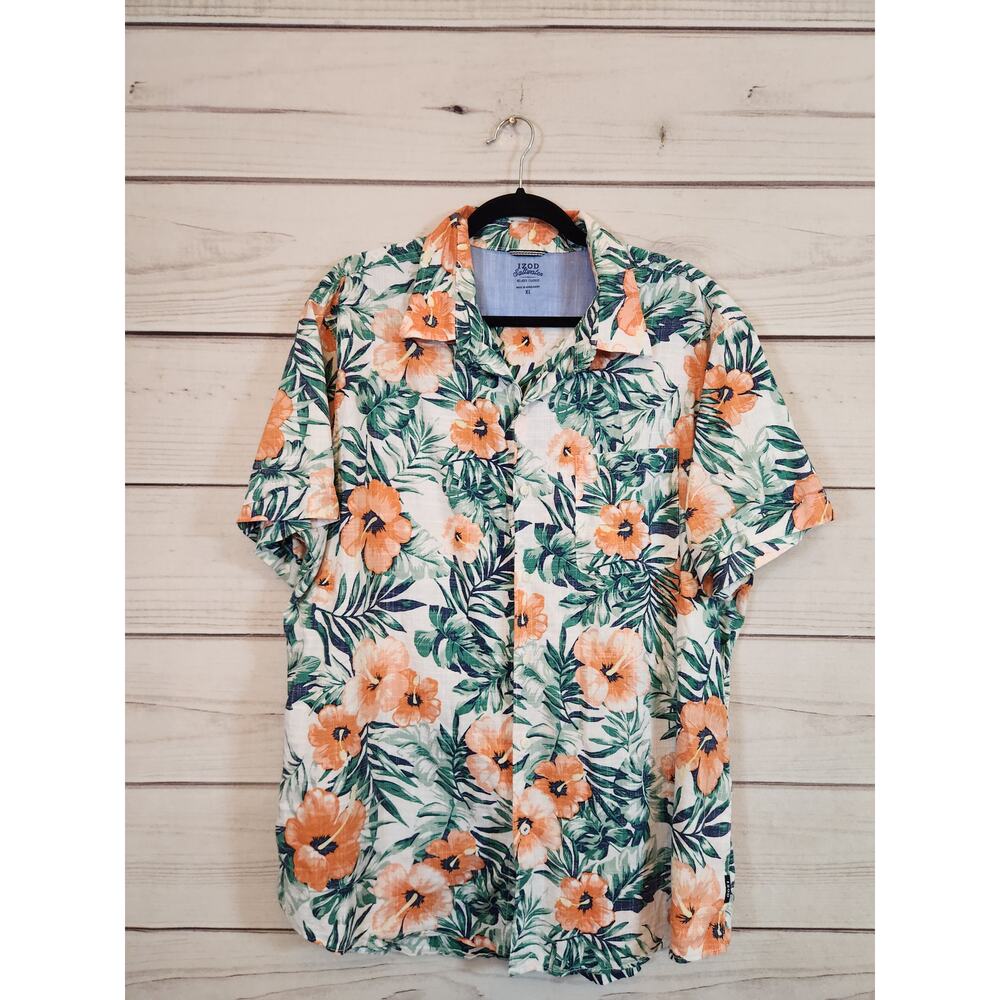 IZOD Saltwater Mens Multicolor Floral Relaxed Classics Button Down Shirt XL